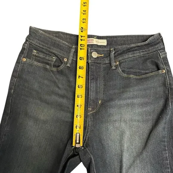 Levi Strauss Signature Womens 6M 28x32 Boot Cut Mid Rise Blue Dark Wash Denim - Picture 7 of 12
